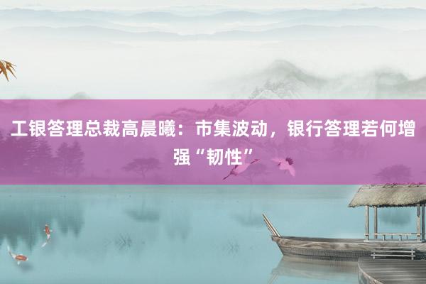 工银答理总裁高晨曦：市集波动，银行答理若何增强“韧性”