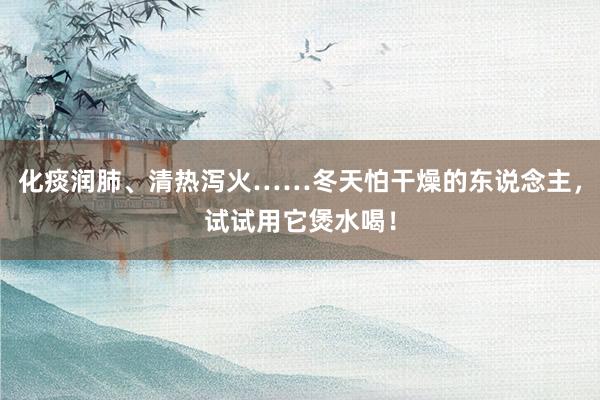 化痰润肺、清热泻火……冬天怕干燥的东说念主，试试用它煲水喝！