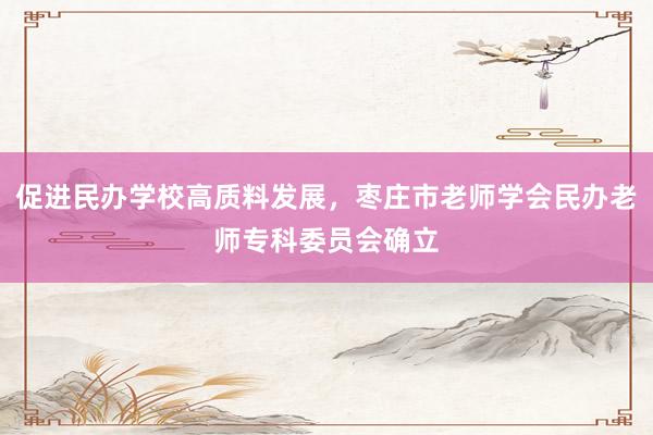 促进民办学校高质料发展，枣庄市老师学会民办老师专科委员会确立