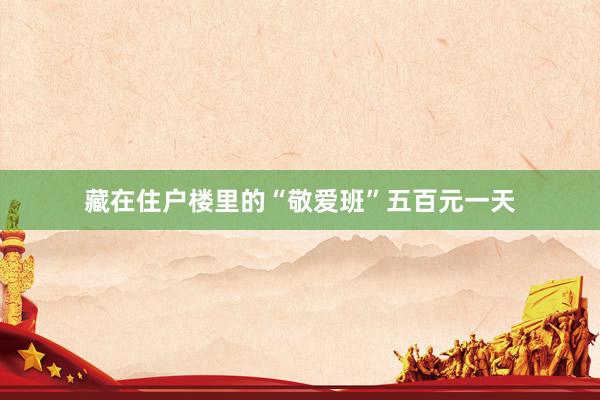 藏在住户楼里的“敬爱班”五百元一天